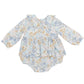 Angel Dear - Baby Girl Edith’s Floral Ruffled Bubble Romper With Peter Pan Collar & Skirt