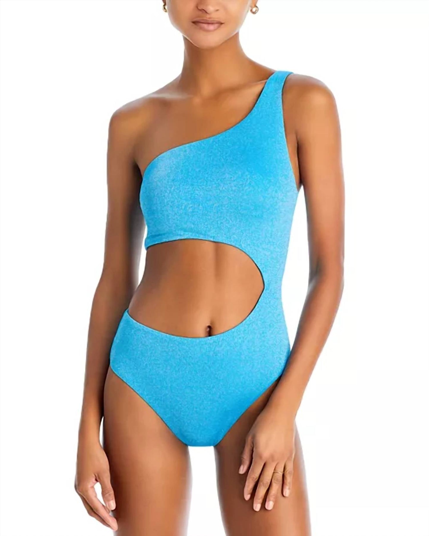 Aqua - Cutout One Shoulder One Piece Swimsuit