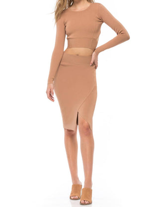 Kendall + Kylie - Top curto compacto de manga comprida