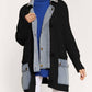 Davi & Dani - DENIM COLLAR AND POCKET KNIT CARDIGAN