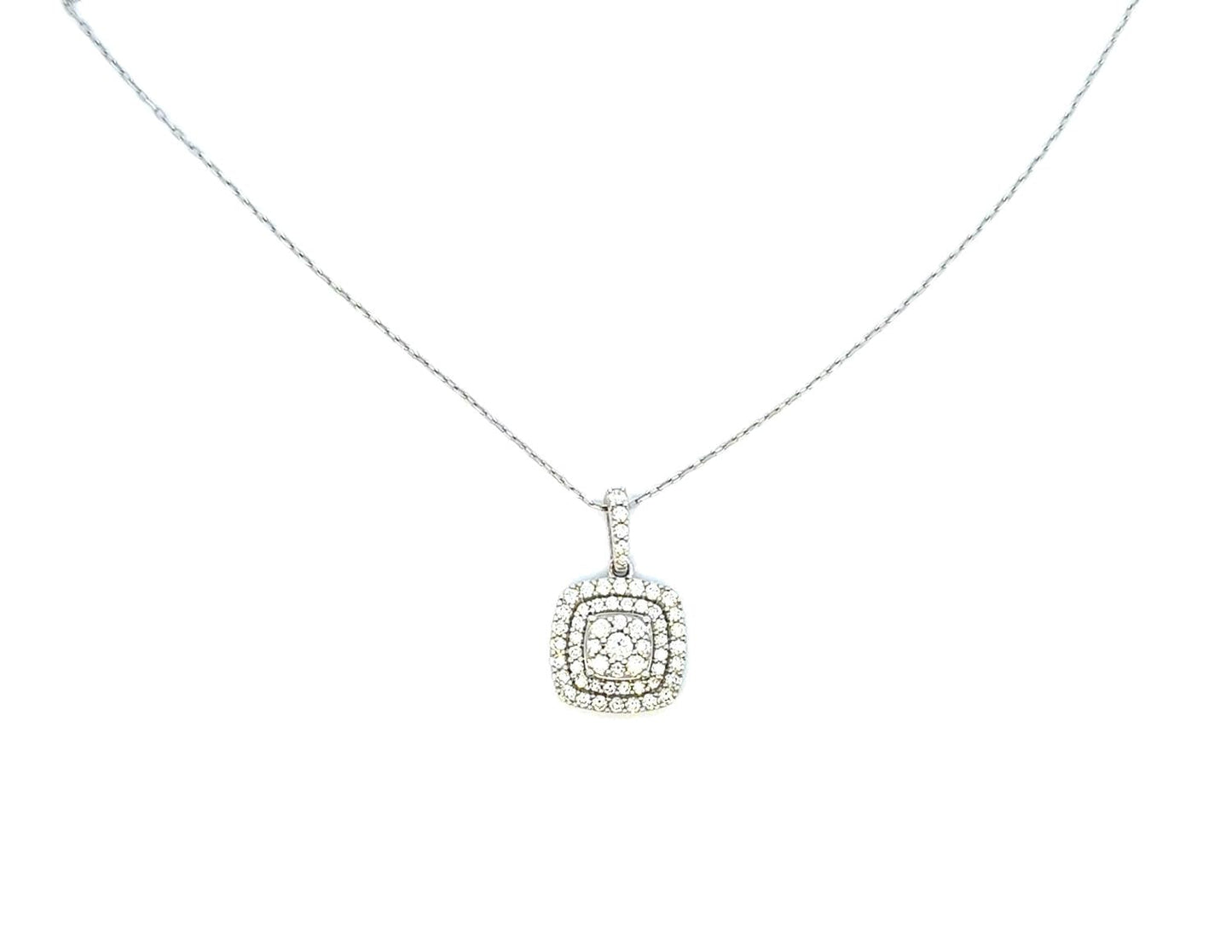 Aamiaa - 1.00 Carat Natural Diamond Cushion Double Halo Pendant