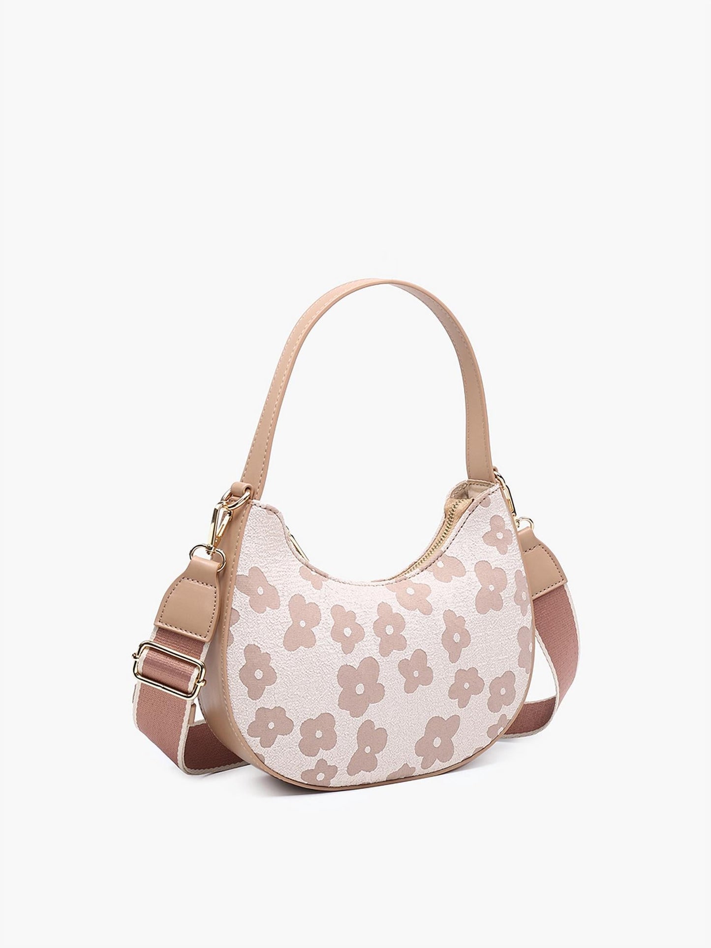 Jen & Co. - Women's Donnatella Floral Half Moon Crescent Satchel Bag