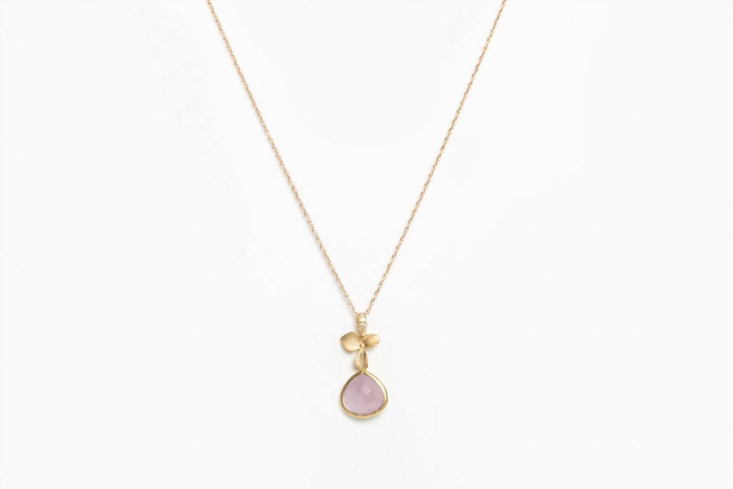 Avenue Chic - Women's Tiny Orchid Drop Pendant Necklace