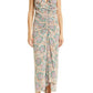 Veronica Beard Aldana Ruched Stretch Silk Dress in Caramel Multi