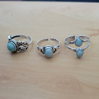 Anju - Women's Tanvi Collection Adjustable Oval Amazonite Ring