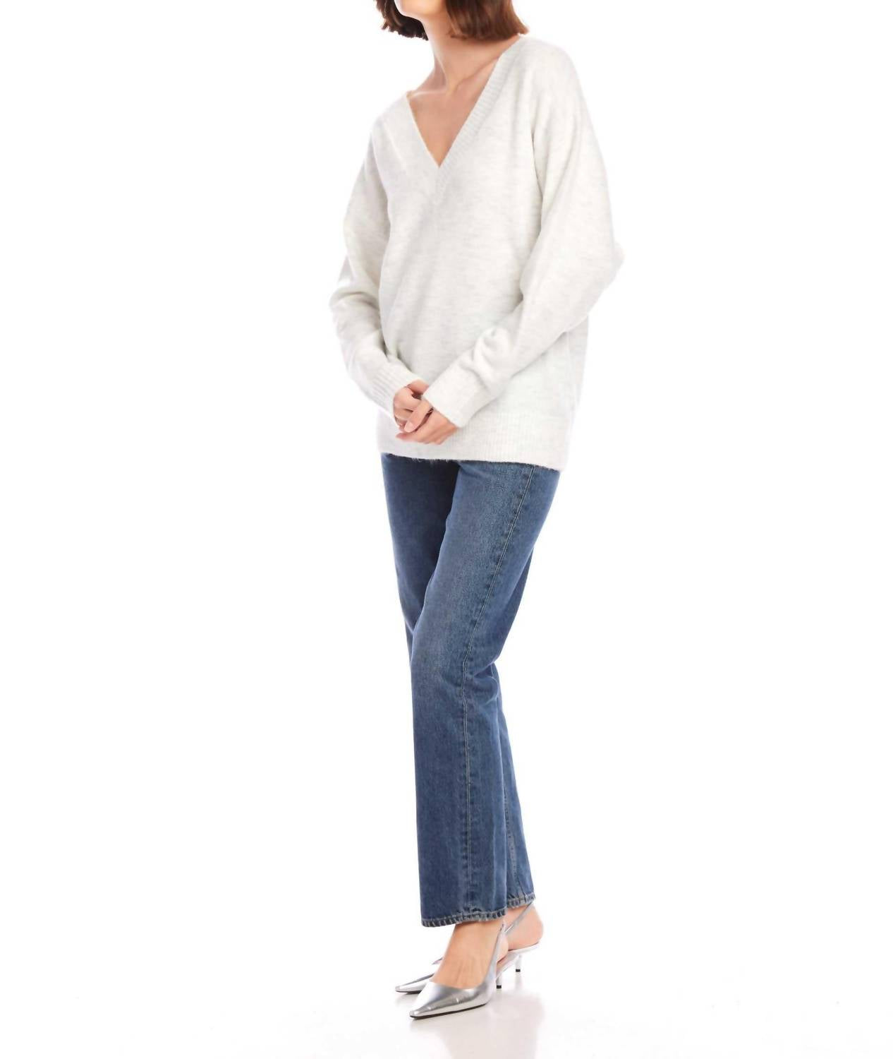 Fifteen Twenty - Deliana Oversized V-neck Sweater