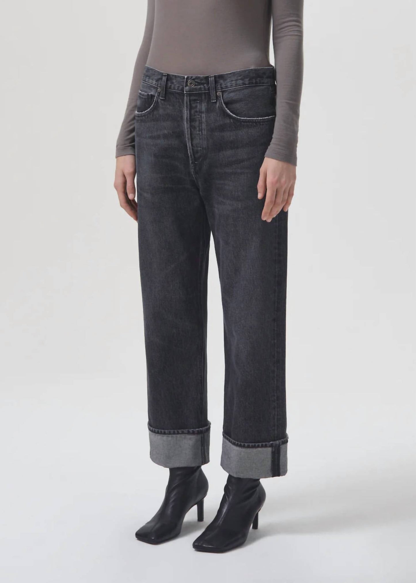 Agolde - Fran High Rise Wide Leg Cuffed Jeans
