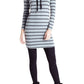 Kensie - Brushed Striped Long Sleeve Turtleneck Dress