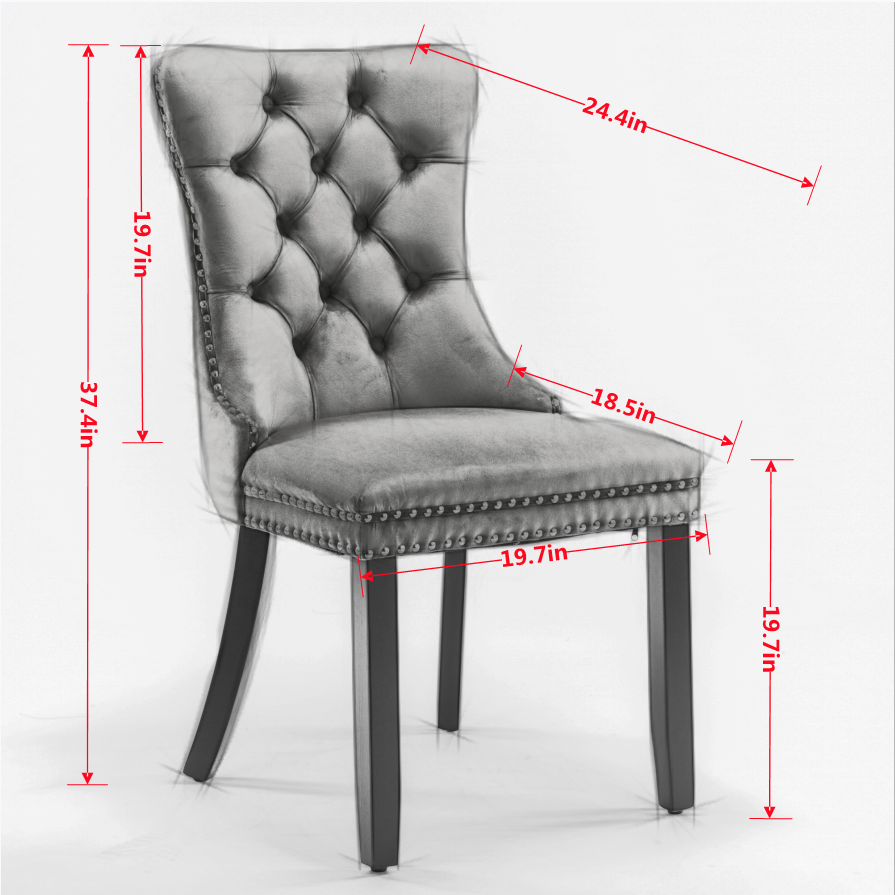 Nikki Collection Modern Tufted Velvet Upholstered Dining Chair Set of 2