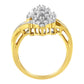10K Yellow Gold Round And Baguette Cut Diamond Cluster Ring (1 1/10 Cttw, H-I Color, SI2-I1 Clarity) - Size 7