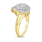 10K Yellow Gold 1/2 Cttw Round and Baguette-Cut Diamond Pear Ring (I-J Color, I1-I2 Clarity) - Size 7