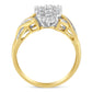 10K Two-Toned Gold Round Baguette Diamond Cluster Ring (1/2 Cttw, I-J Color, I2-I3 Clarity) - Size 6-1/2