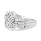 10K White Gold Ring 3/4 Cttw Round and Baguette-Cut Diamond Bypass Ring (H-I Color, I2-I3 Clarity) - Size 6