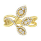 10K Yellow Gold 1/2 Cttw Round-Cut Diamond Layered Crossover Triple Leaf Bypass Ring (I-J Color, I1-I2 Clarity) - Size 7