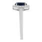10K White Gold 1/5 Cttw Round Diamond and Prong Set 7MM Created Blue Sapphire Halo Cocktail Ring (H-I Color, I1-I2 Clarity) - Size 7