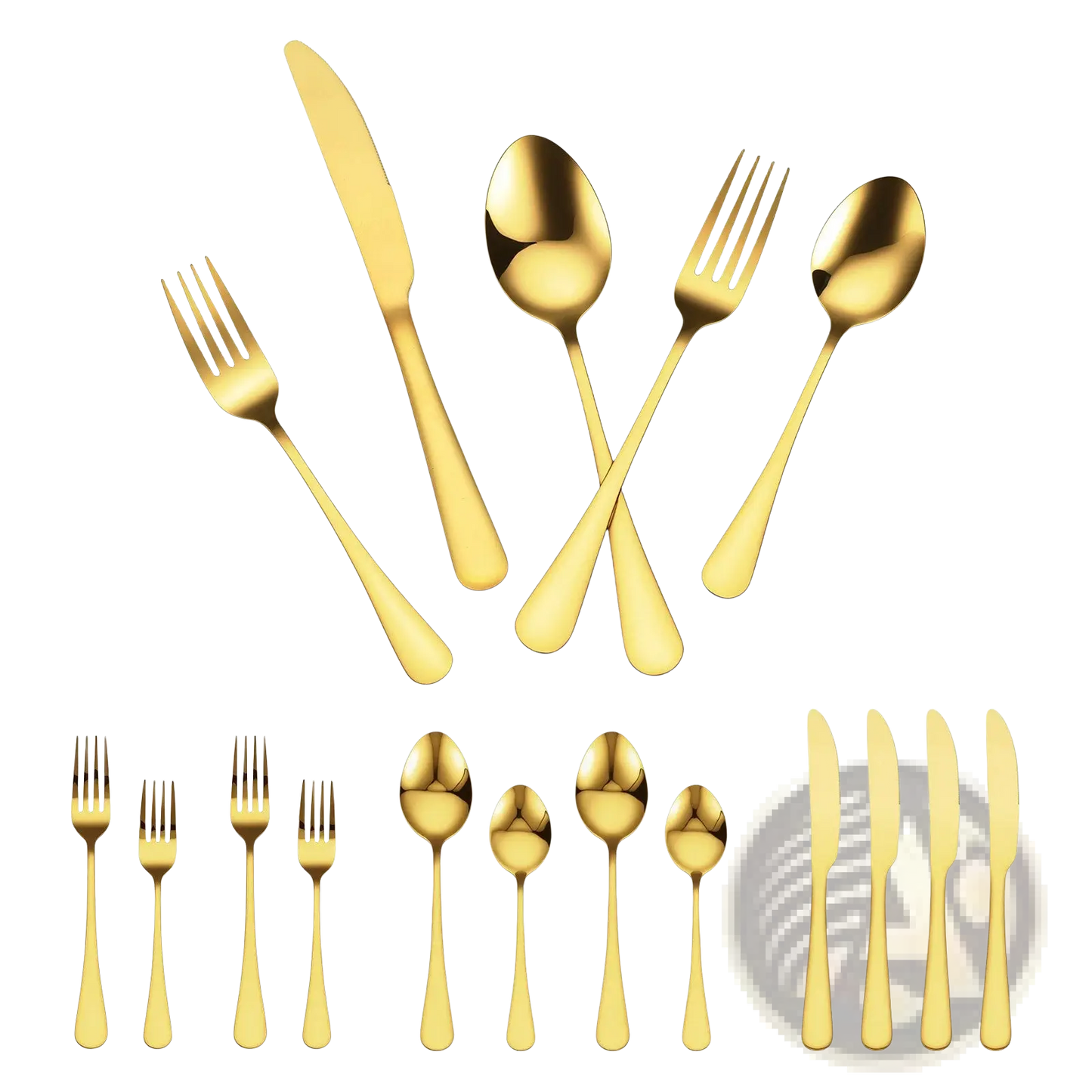 100-piece Gold Stainless Steel Silverware Set for 20