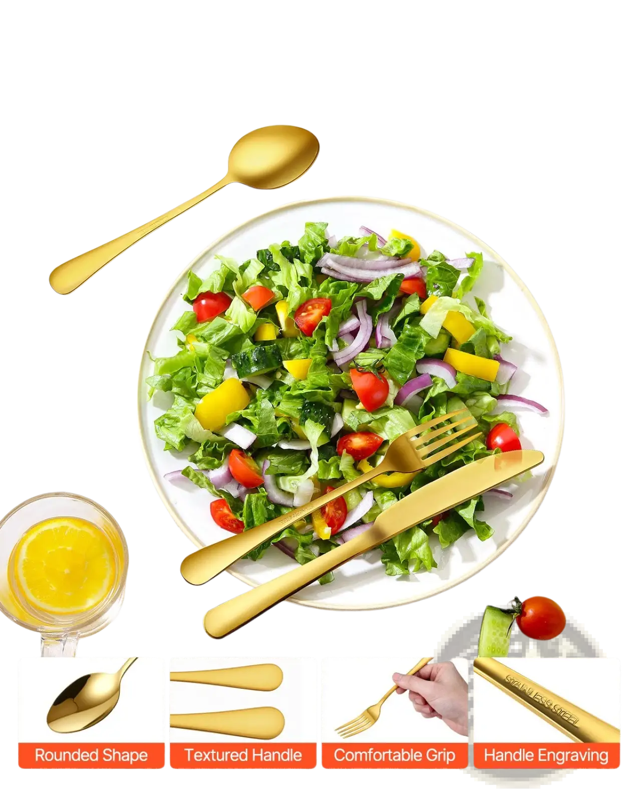100-piece Gold Stainless Steel Silverware Set for 20