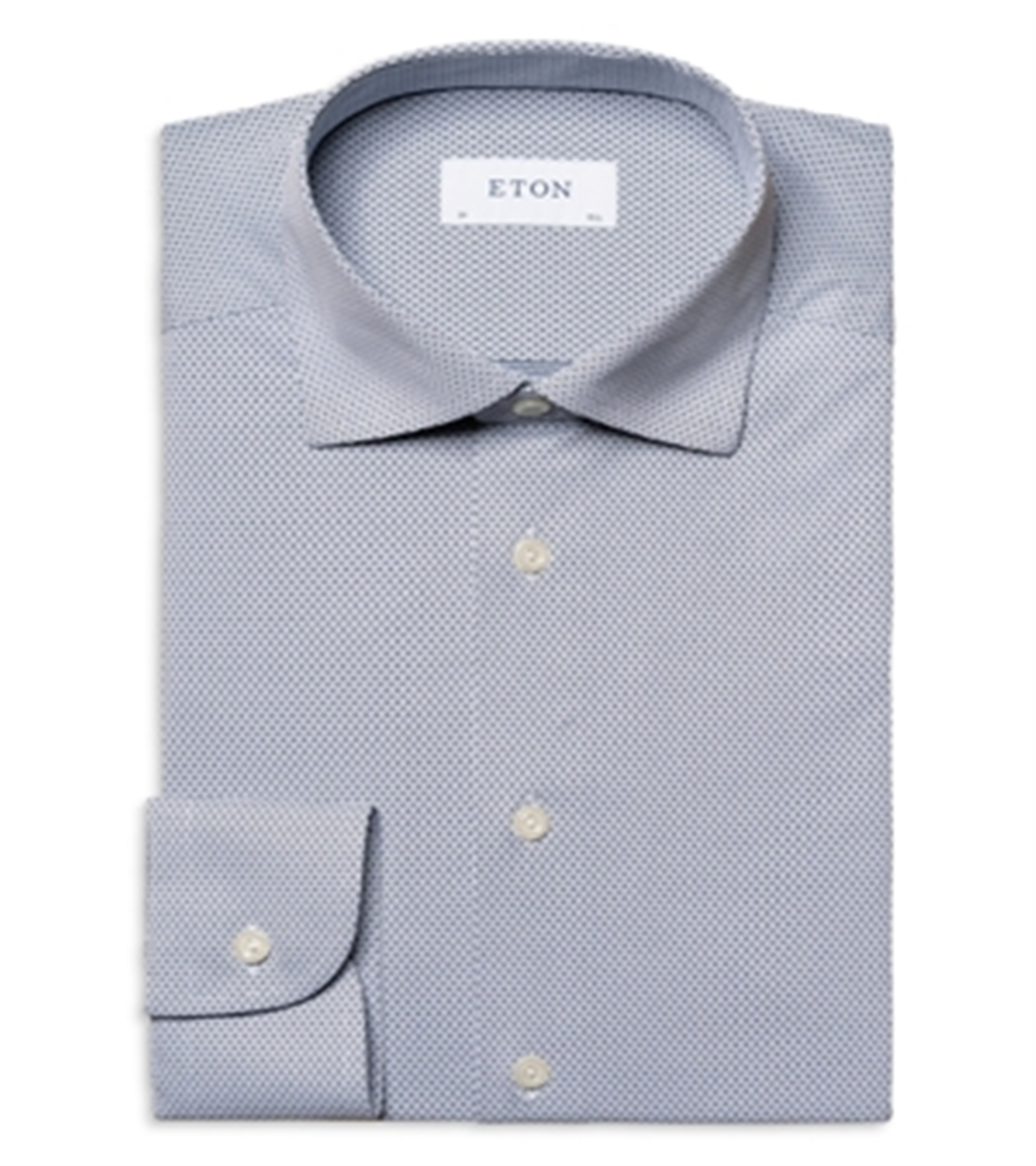 Camisa social texturizada Eton Slim Fit com elasticidade em quatro direções, azul, tamanho 15,5R