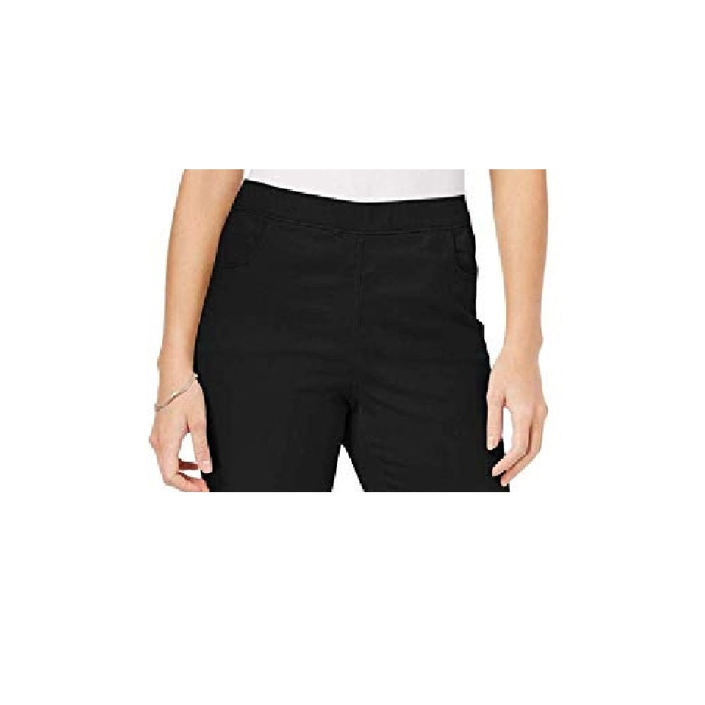 Calça feminina Karen Scott Petite Pull-On preta, tamanho médio