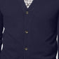 Cardigan masculino de malha com decote em V, azul-marinho, tamanho 3, extra grande