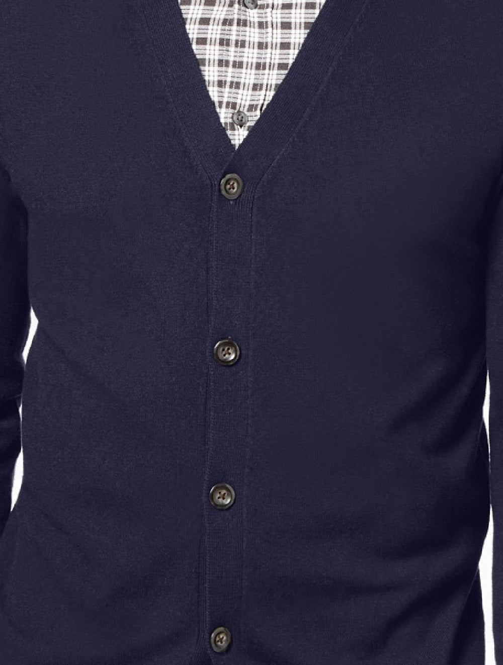 Cardigan masculino de malha com decote em V, azul-marinho, tamanho 3, extra grande