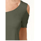 Camiseta JM Collection com ombros descobertos e mangas curtas, tamanho extra grande, verde-oliva