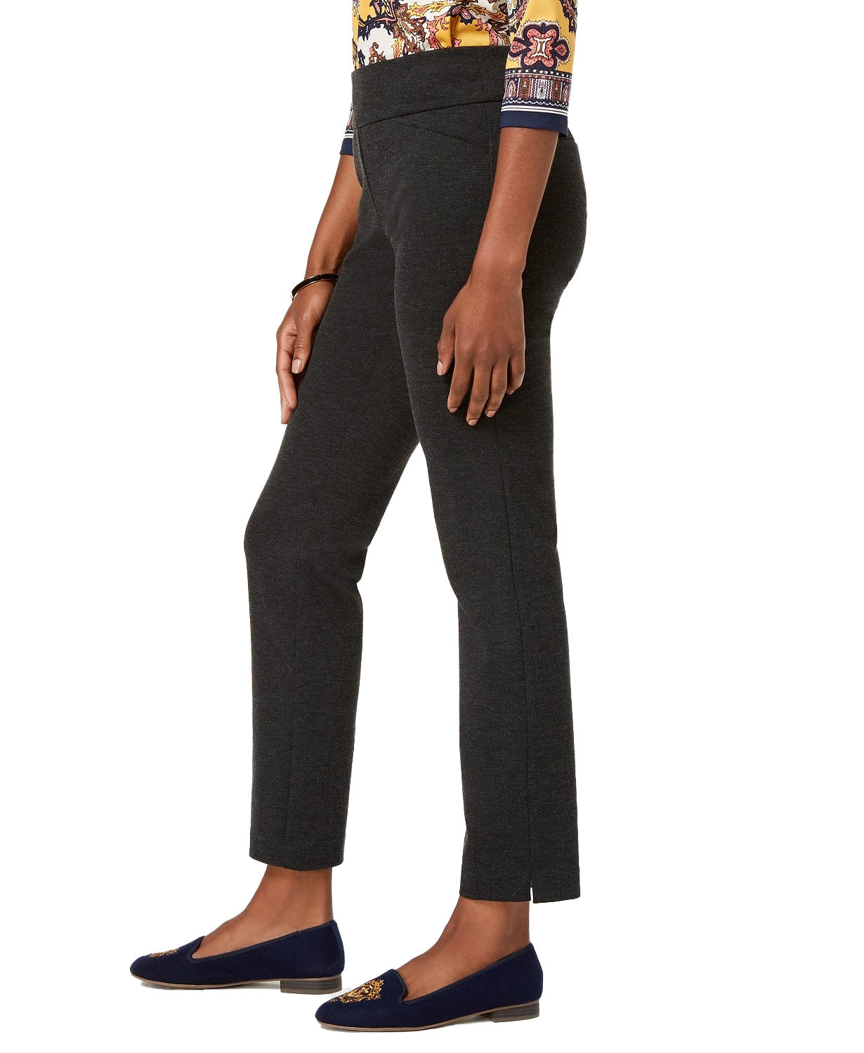 Calça feminina Charter Club Petite Pull-On Ponté-Knit Heather Onyx tamanho 4