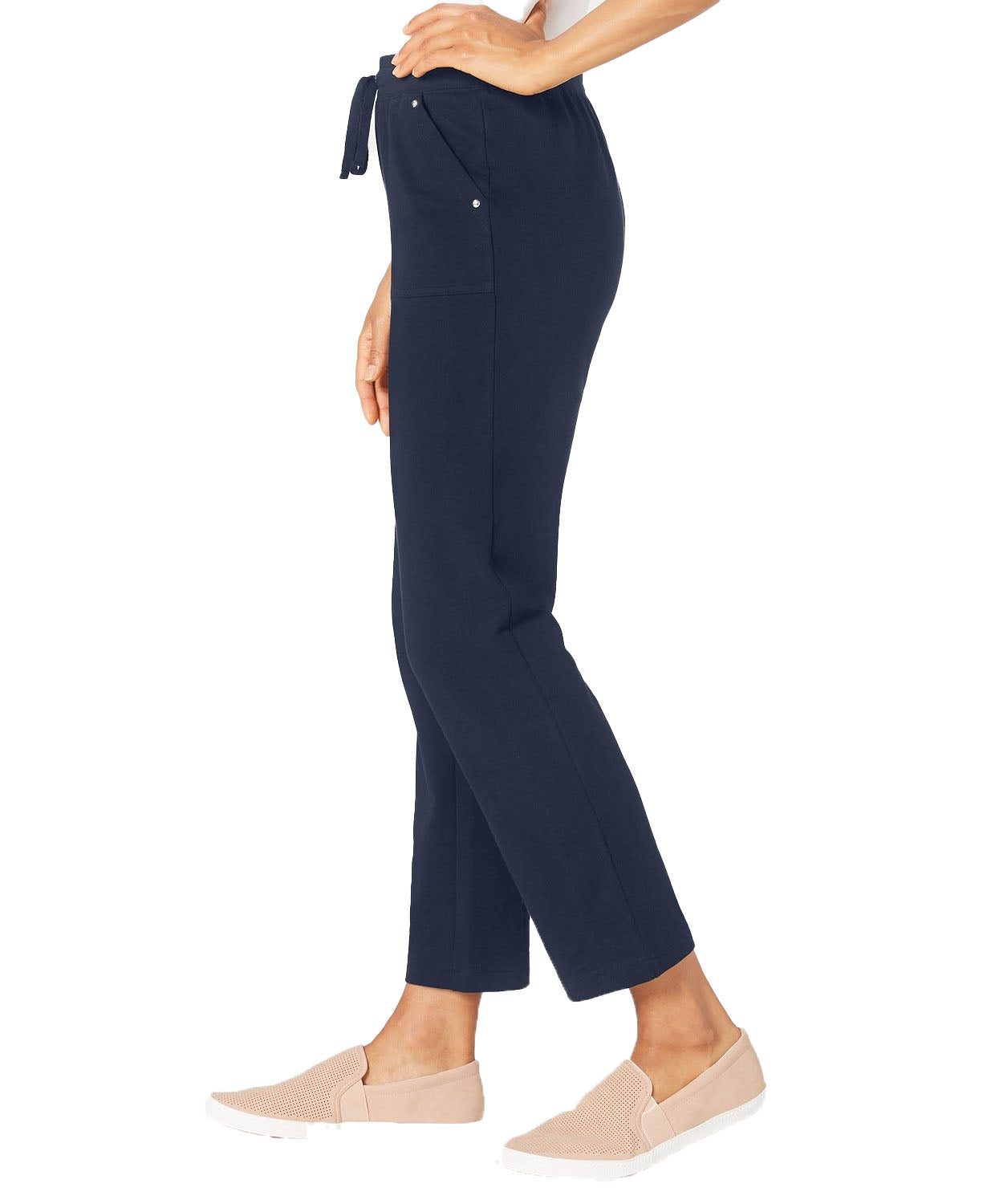 Calça Karen Scott Petites French Terry Feminina Azul Marinho Tamanho Grande