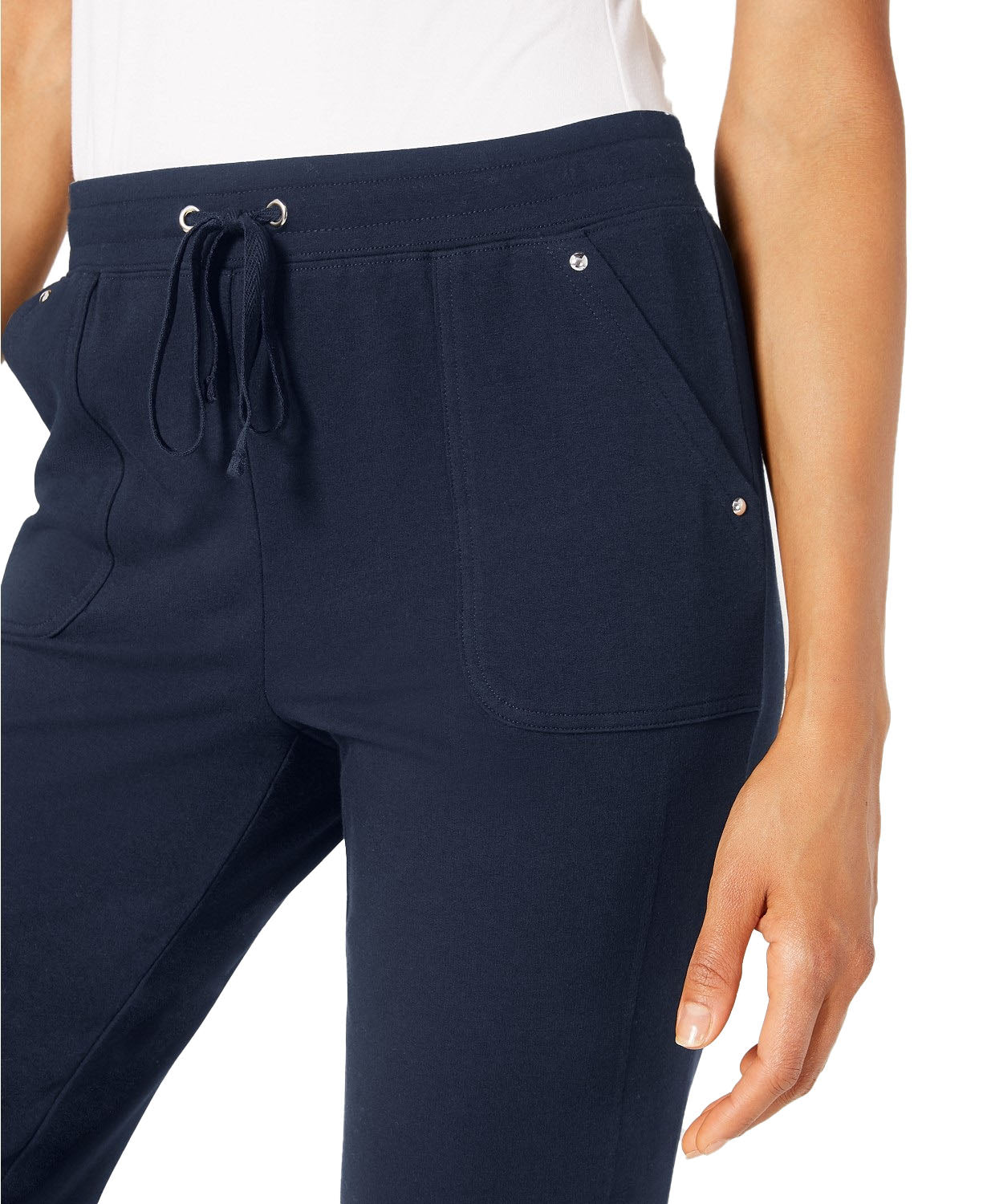 Calça Karen Scott Petites French Terry Feminina Azul Marinho Tamanho Grande
