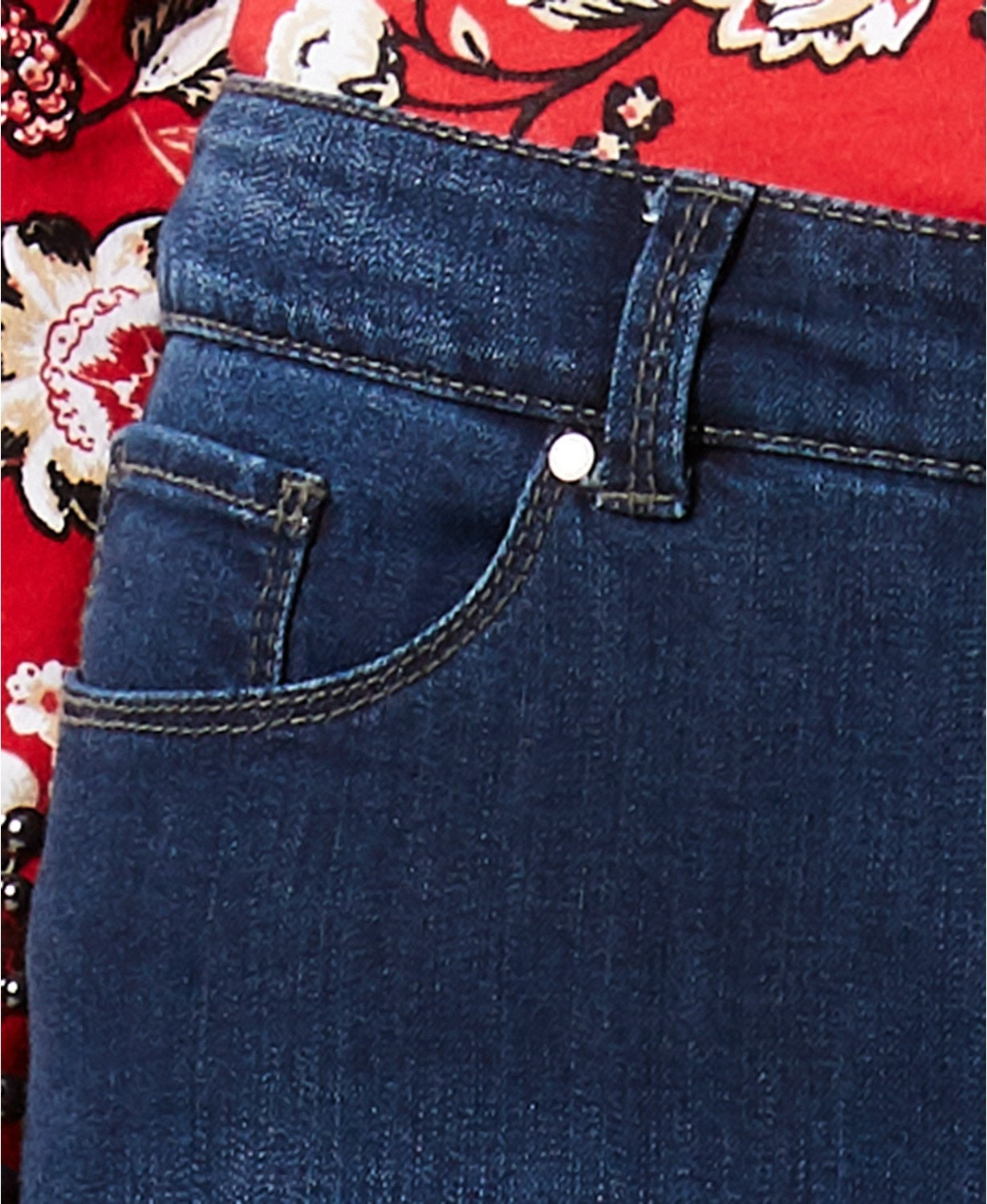 Calça jeans feminina Charter Club com acabamento em pérola sintética, lavagem Willow, tamanho 16"