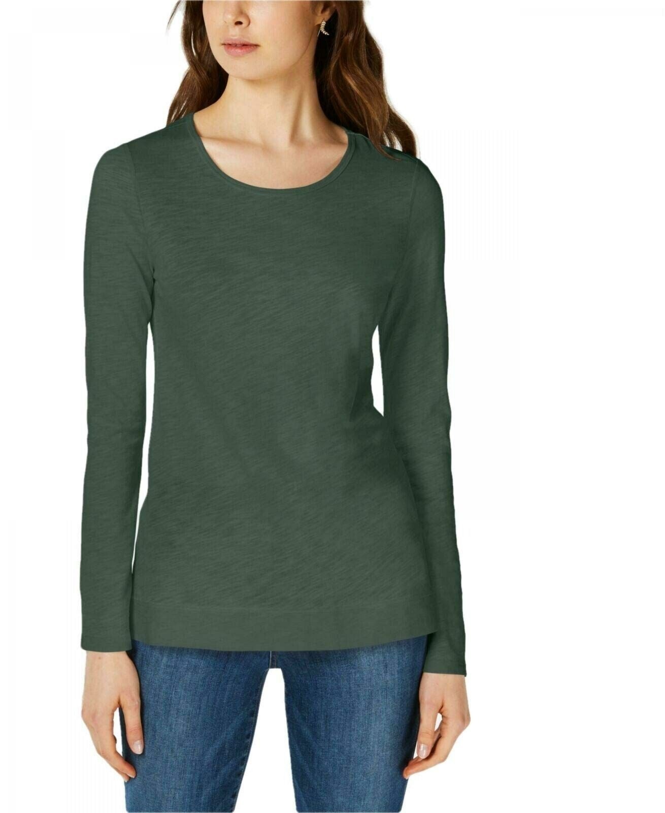 Camiseta feminina Maison Jules High-Low, cor Sage, tamanho 2, extra grande