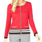 Karen Scott Cardigan Feminino Listrado Resort Bainha Vermelho Tamanho 2 Extra Grande