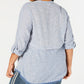 Camisa feminina de algodão listrada com franjas e acabamento em estilo Style &amp; Co, tamanho pequeno