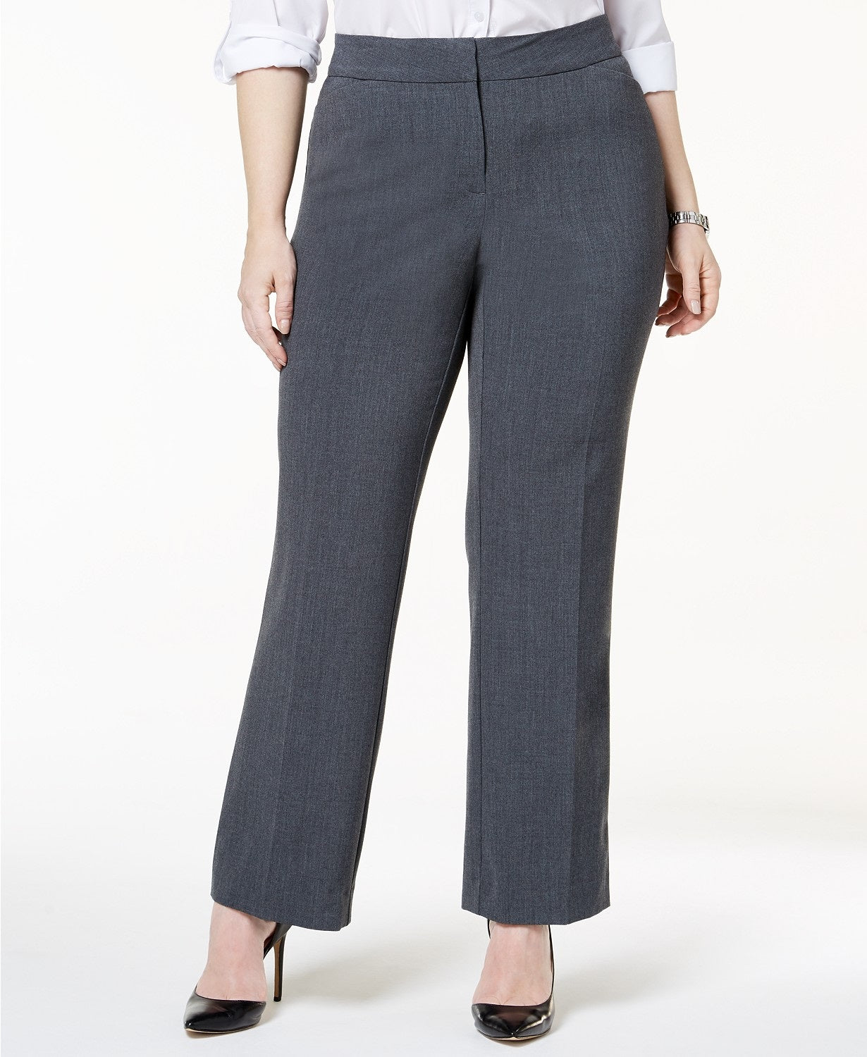 Calça feminina JM Collection Petite Plus Size Curvy-Fit com perna reta, tamanho 16 WP