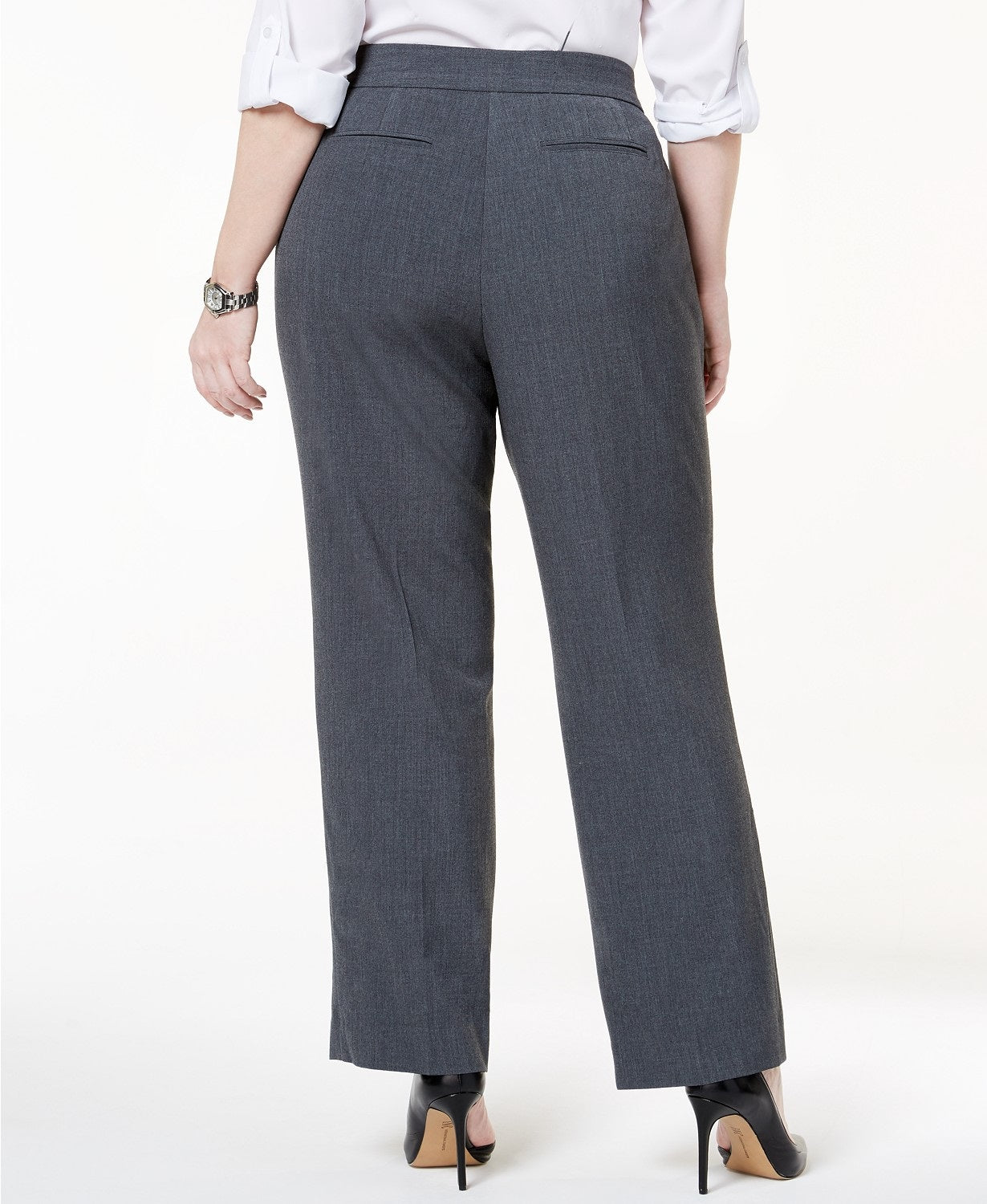 Calça feminina JM Collection Petite Plus Size Curvy-Fit com perna reta, tamanho 16 WP