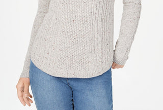 Suéter de malha feminino Charter Club, cinza, tamanho médio