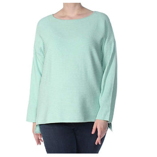 Suéter pulôver feminino com decote canoa canelado estilo &amp; co, tamanho menta, extra grande