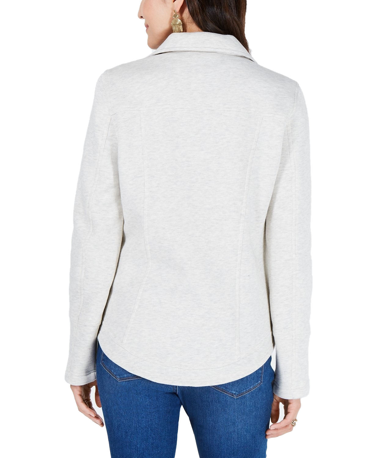 Jaqueta feminina French Terry Moto Jacket cinza tamanho pequeno da Style &amp; Co