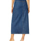 Saia jeans midi com botões frontais estilo &amp; co feminina, tamanho marinho, 4"