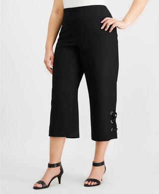 Calças de controle de barriga plus size femininas da coleção JM, pretas, tamanho 3, extragrande