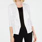 Cardigan feminino JM Collection com abertura texturizada e abertura frontal, tamanho médio, branco