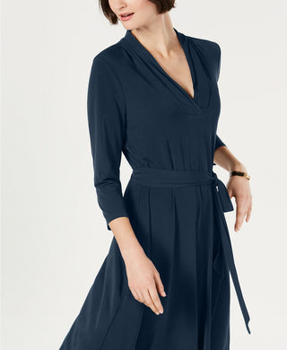 Charter Club Women's Petite Solid Midi Dress Navy Size Large