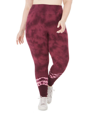 Ideology Women's Plus Size Tie Dyed Leggings Red Size 3 Extra Large