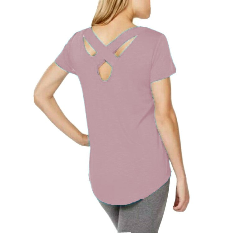 Camisa esportiva feminina Ideology com costas cruzadas e macia Holly Hock tamanho grande