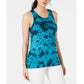 Ideology Regata feminina tie-dye com costas em treliça Jade Vine Blue Tamanho Extra Pequeno