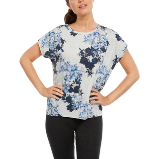 Camiseta feminina estampada de ioga Ideology, cinza, tamanho pequeno