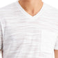 Camiseta masculina com listras quebradas e decote em V da INC International Concepts, branca, tamanho grande