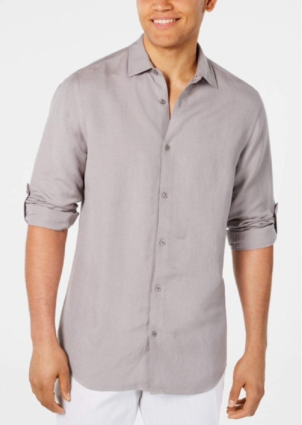 Alfani Men's Platoon Linen Shirt Gray Size XXX-Large