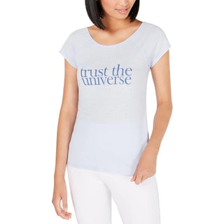 Camiseta gráfica de ioga Ideology Women's Trust The Universe, azul, tamanho 2, extra grande