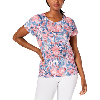 Blusa feminina Ideology com estampa de flor de parede e decote em V nas costas, tamanho grande